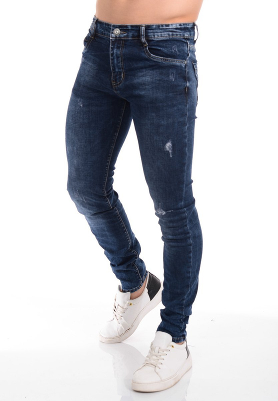 Męskie Spodnie Jeansowe Granatowe