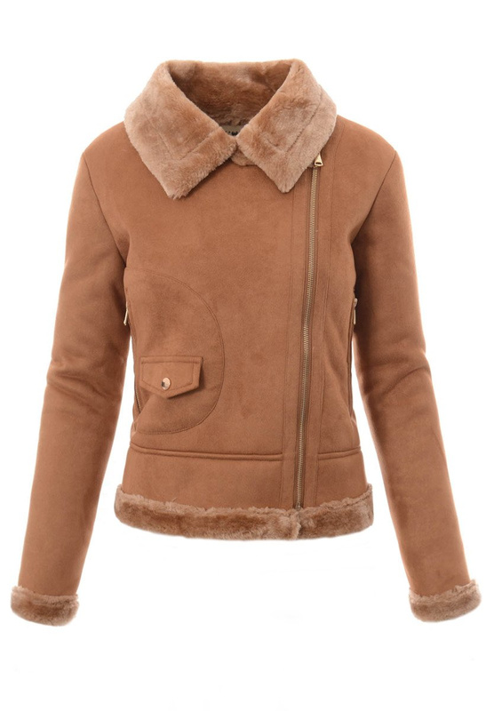 Damska Zimowa Kurtka Kożuszek Aurora Brązowa