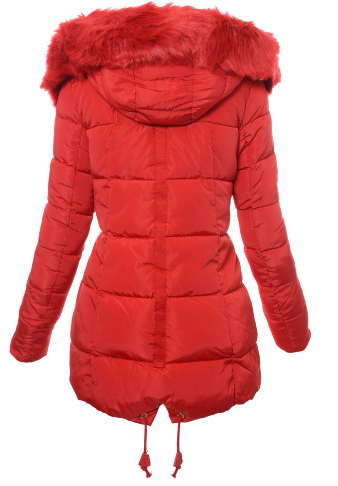Damska Długa Zimowa Kurtka Ortalionowa Aneta Czerwona