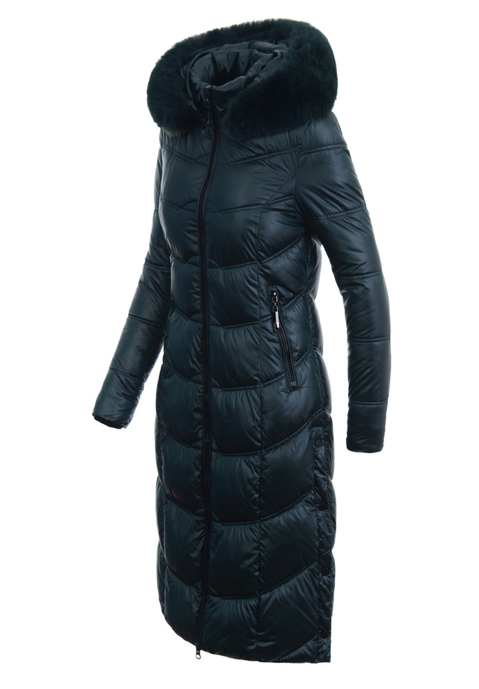 Damska Długa Kurtka Pikowana Linda Zielona