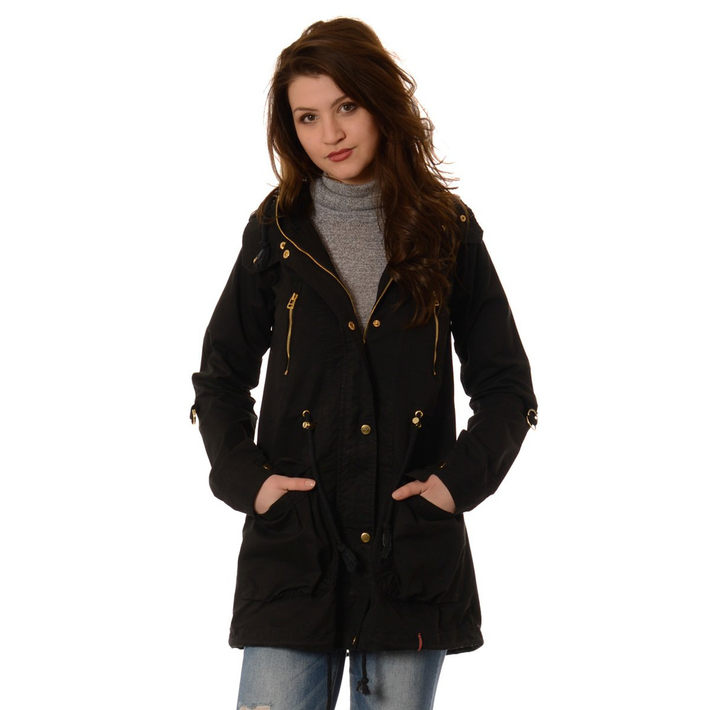 Damska Wiosenna Kurtka Parka Isabelle Czarna
