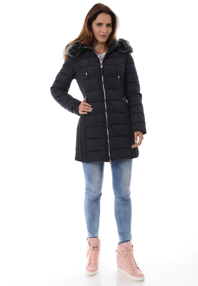 Damska Zimowa Kurtka Ortalionowa Granatowa