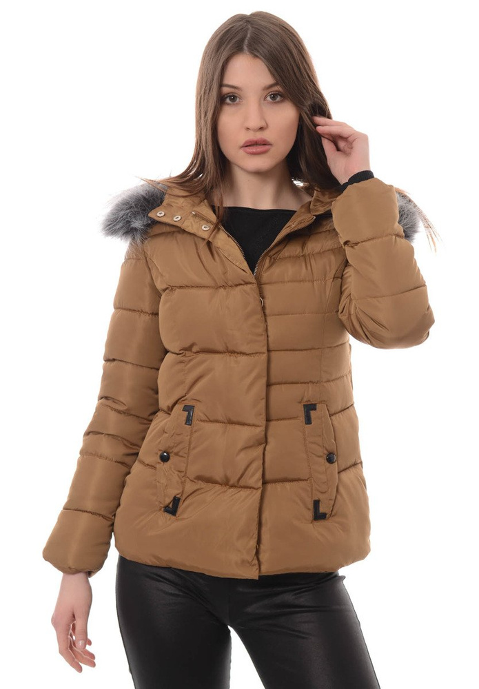 Damska Zimowa Kurtka Ortalionowa Brązowa