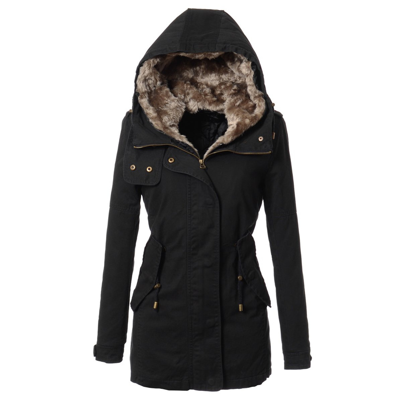 Damska Zimowa Parka Czarna (552)