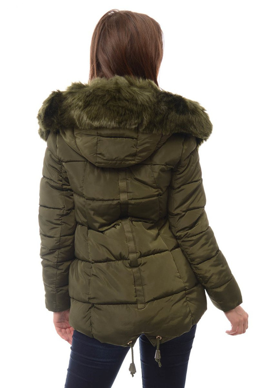 Damska Długa Zimowa Kurtka Ortalionowa Aneta Zielona