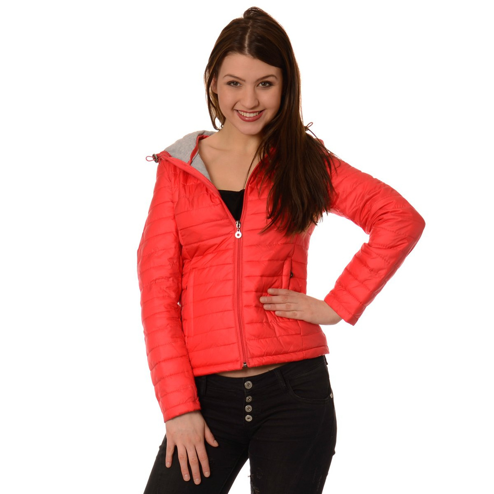 Damska Wiosenna - Jesienna Kurtka Ortalionowa Malinowa