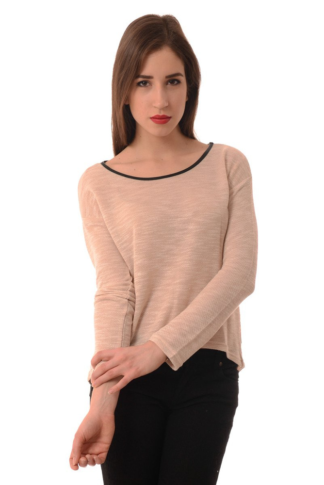 Damski Sweterek Długi Rękaw Beżowy