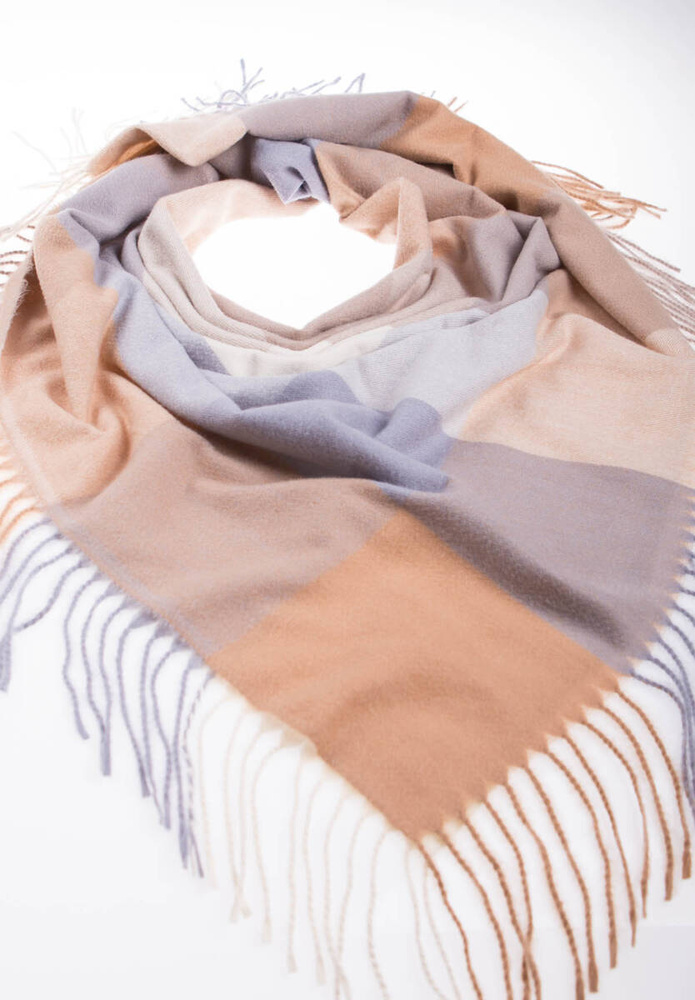 Damska Chusta Jasno Brązowa W Kratę