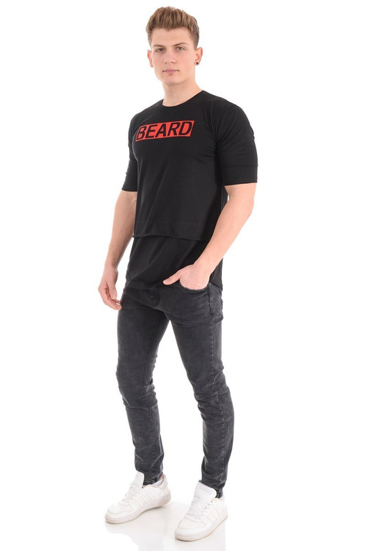 Męska Koszulka T-Shirt Nadruk Czarna