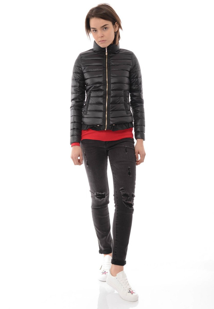 Damska Wiosenna Kurtka Czarna