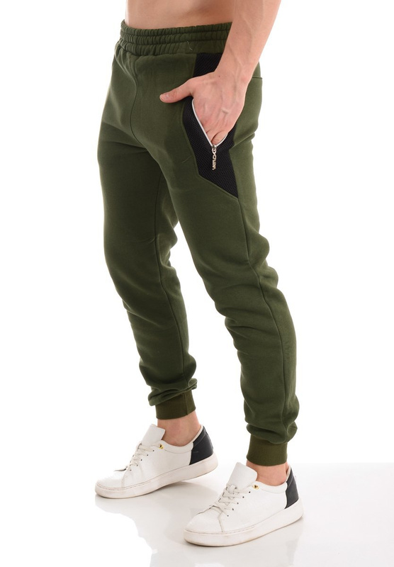 Męskie Spodnie Dresowe Bawełniane Khaki