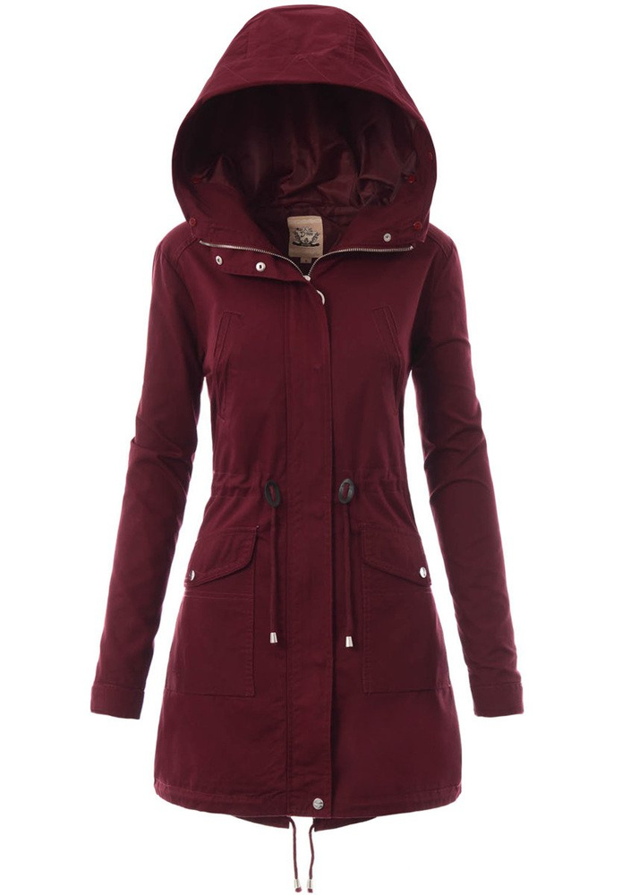 Damska Kurtka Parka Zimowa 2w1 Bordowa