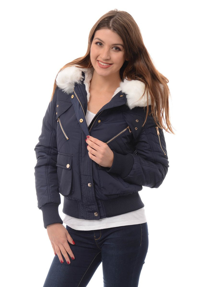 Damska Zimowa Kurtka Bomberka Beata Granatowa