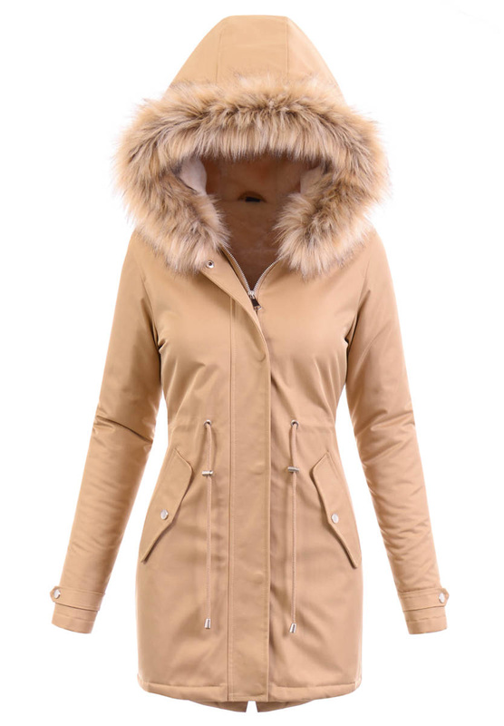 Damska Kurtka Zimowa Parka Aleksandra Beżowa