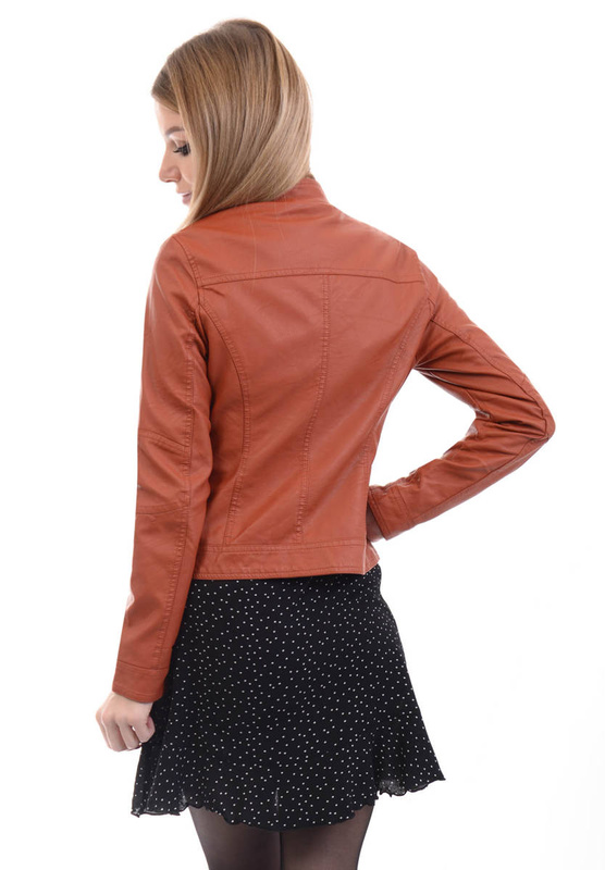 Damska Kurtka Ramoneska Klarisa Ceglana