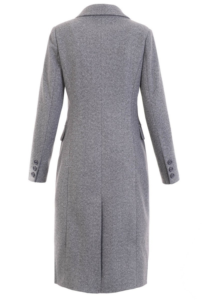 Dzianinowy Szary Płaszcz Wiosenno - Jesienny Rita