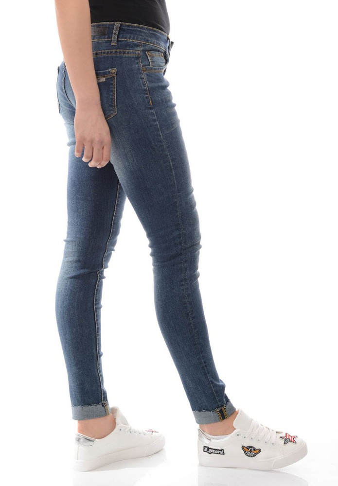 Damskie Spodnie Jeansy Przetarcia Rurki Granatowe