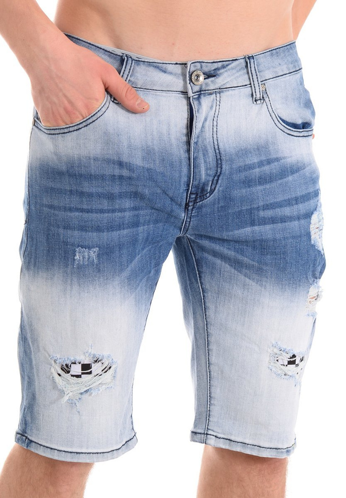 Męskie Spodenki Jeansowe Granatowe