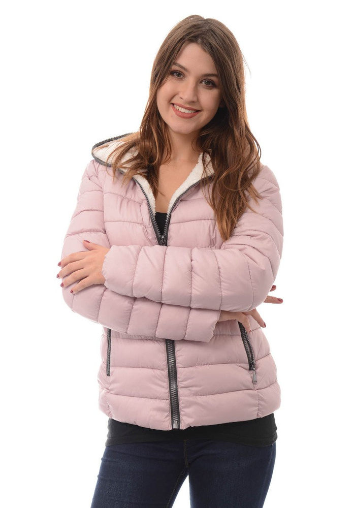 Damska Zimowa Kurtka Ortalionowa Blady Róż