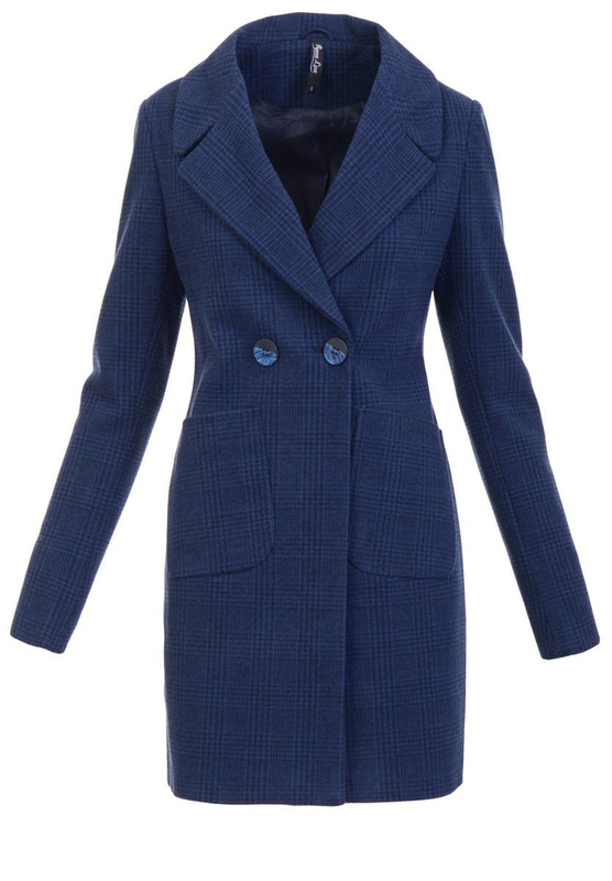 Dzianinowy Płaszcz Wiosenno- Jesienny Granatowy 