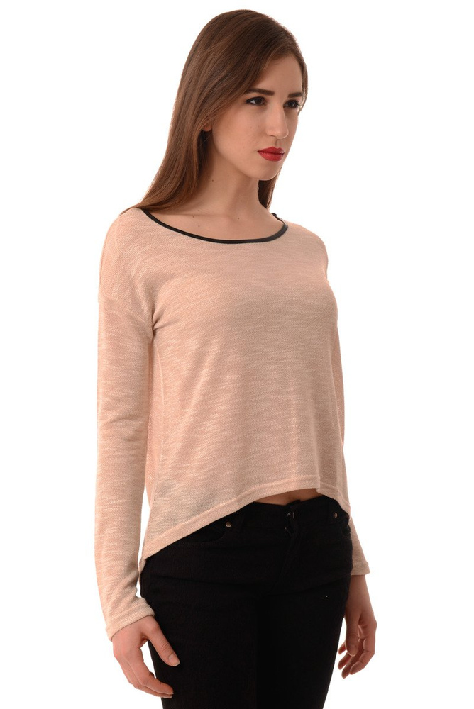 Damski Sweterek Długi Rękaw Beżowy