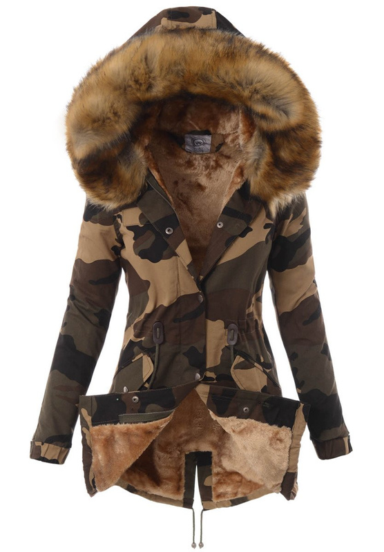 Parka Filomena Zielona z Brązowym Futerkiem