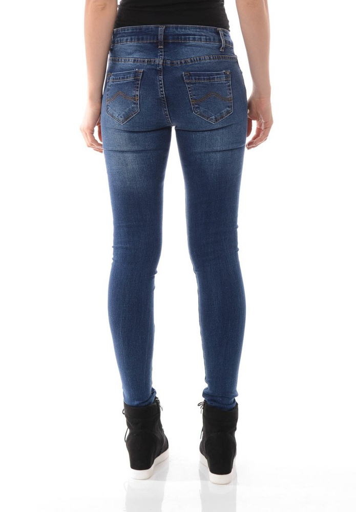 Damskie Spodnie Jeansy Rurki Niebieskie