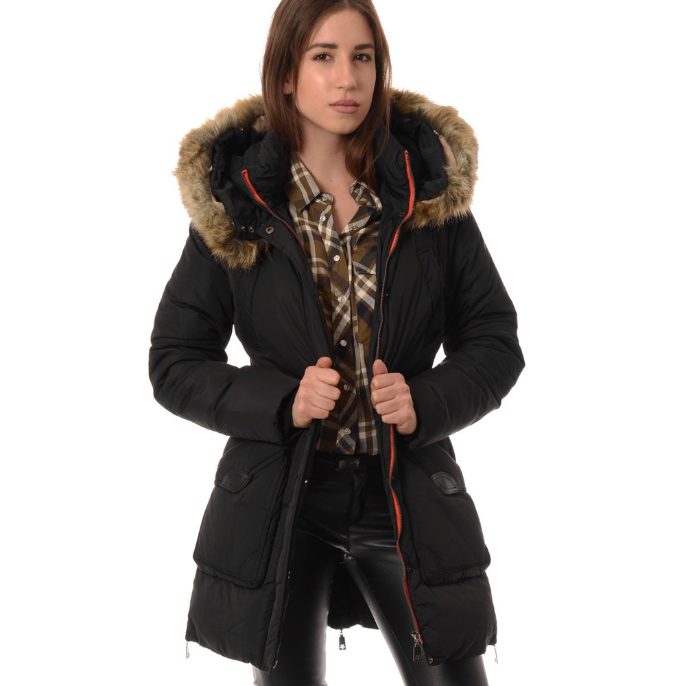 Damska Zimowa Kurtka Płaszczyk Czarna