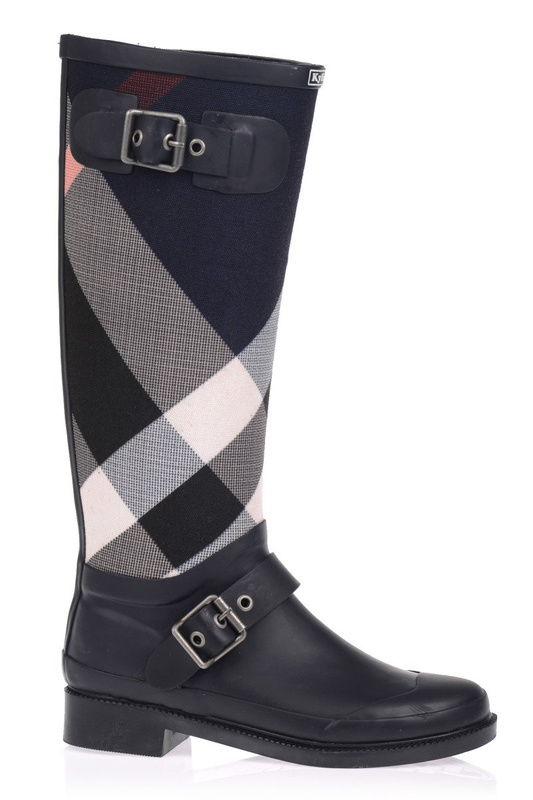 Damskie Kalosze Kylie Zmysłowa Krata Granatowe