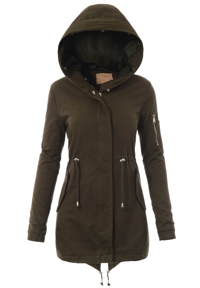 Piękna Damska Kurtka Parka 2w1 Emilia Zielona z Szarym Futerkiem
