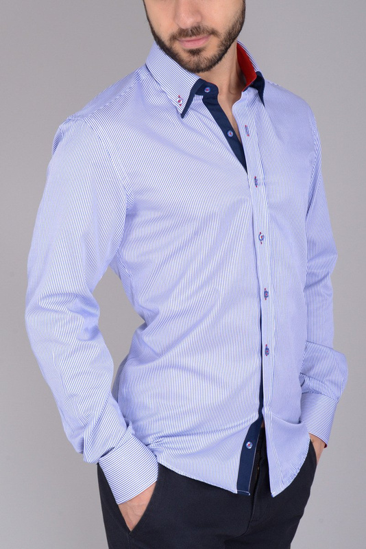 Elegancka Męska Koszula Delikatne Prążki
