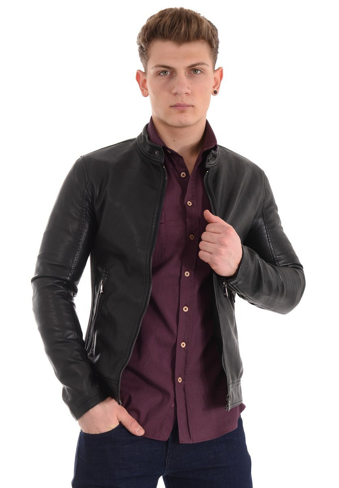 Męska Kurtka Skórzana Czarna