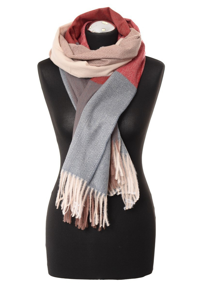 Szal Damski Szaro Czerwona