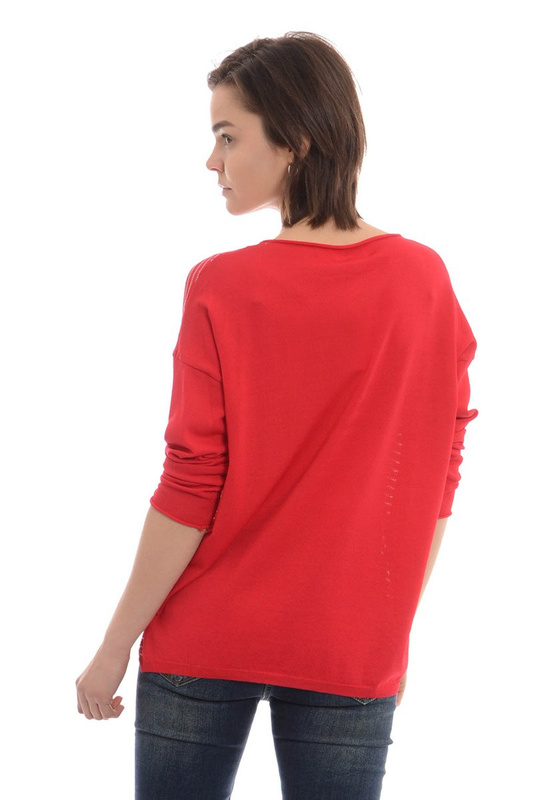 Damska Bluzka Sweterek Oversize Czerwona