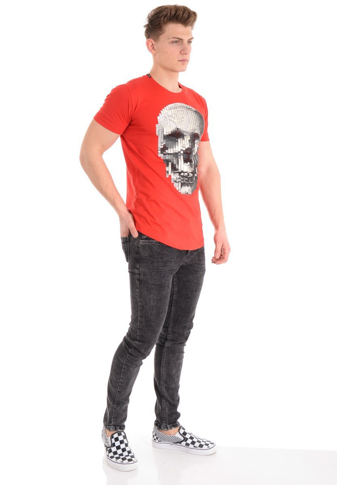 Męska Koszulka T-Shirt Nadruk Czerwona