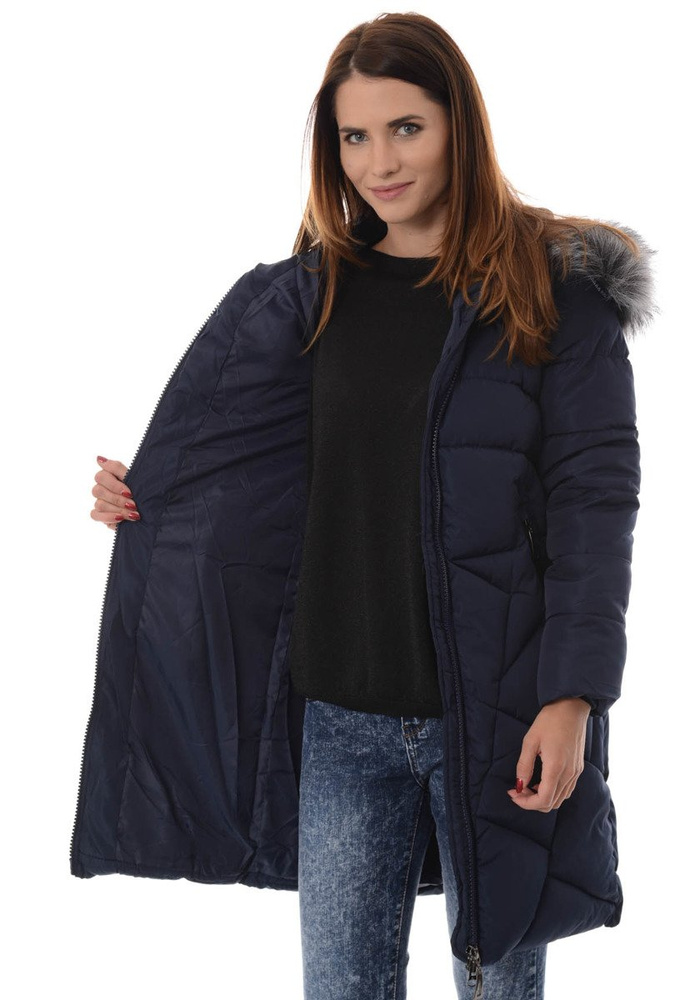 Damska Zimowa Kurtka Ortalionowa Florencja Granatowa