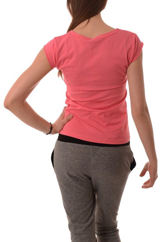 Bluzka Damska Koszulka Krótki Rękaw Różowa