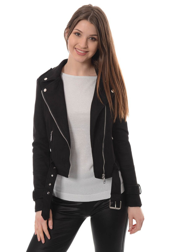 Ramoneska Nela w Kolorze Czarnym z Zamszu