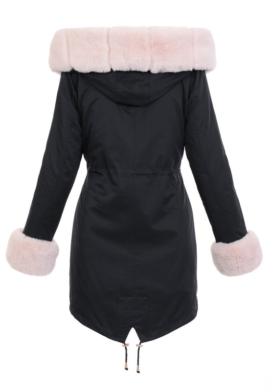 Parka Zimowa 2w1 Czarna Z Futerkiem Ecru