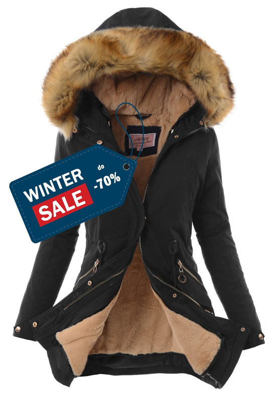 Damska Kurtka Parka Zimowa 2w1 Melania Czarna
