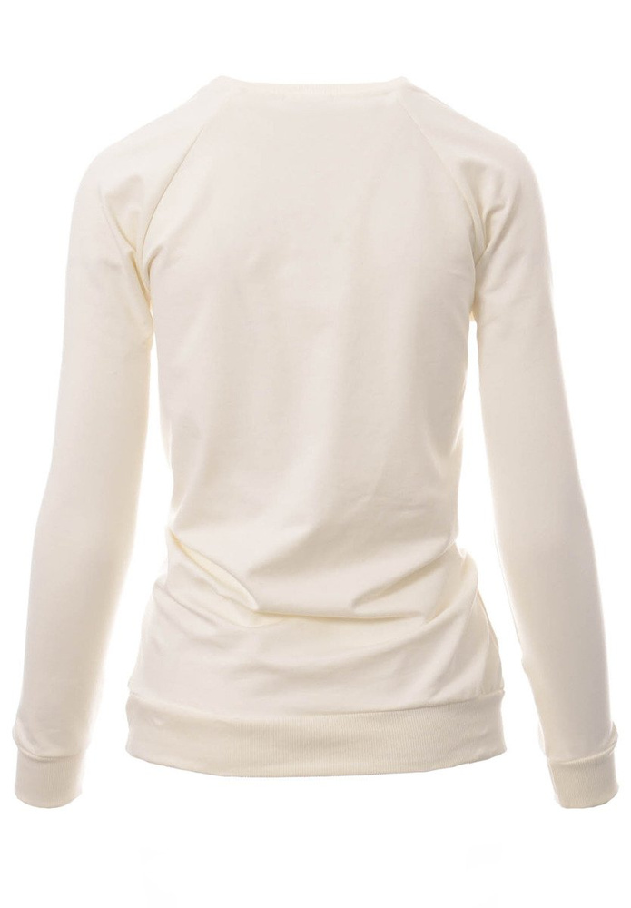 Damska Bluza Bawełniana Nadruk Papuga Ecru