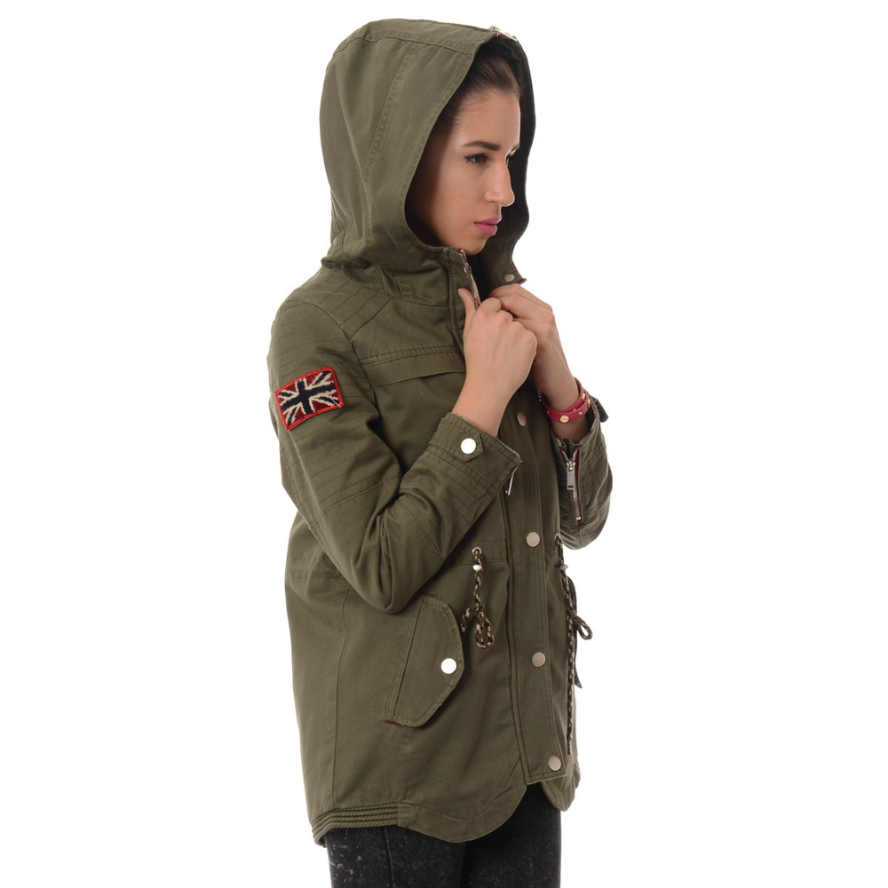 Damska Kurtka Parka Jesienna Oliwkowa (509)