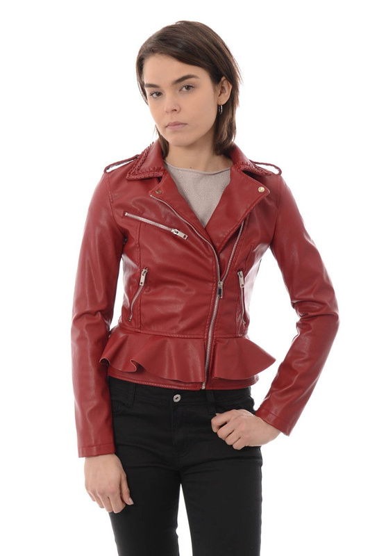 Damska Kurtka Ramoneska Elwira Bordowa