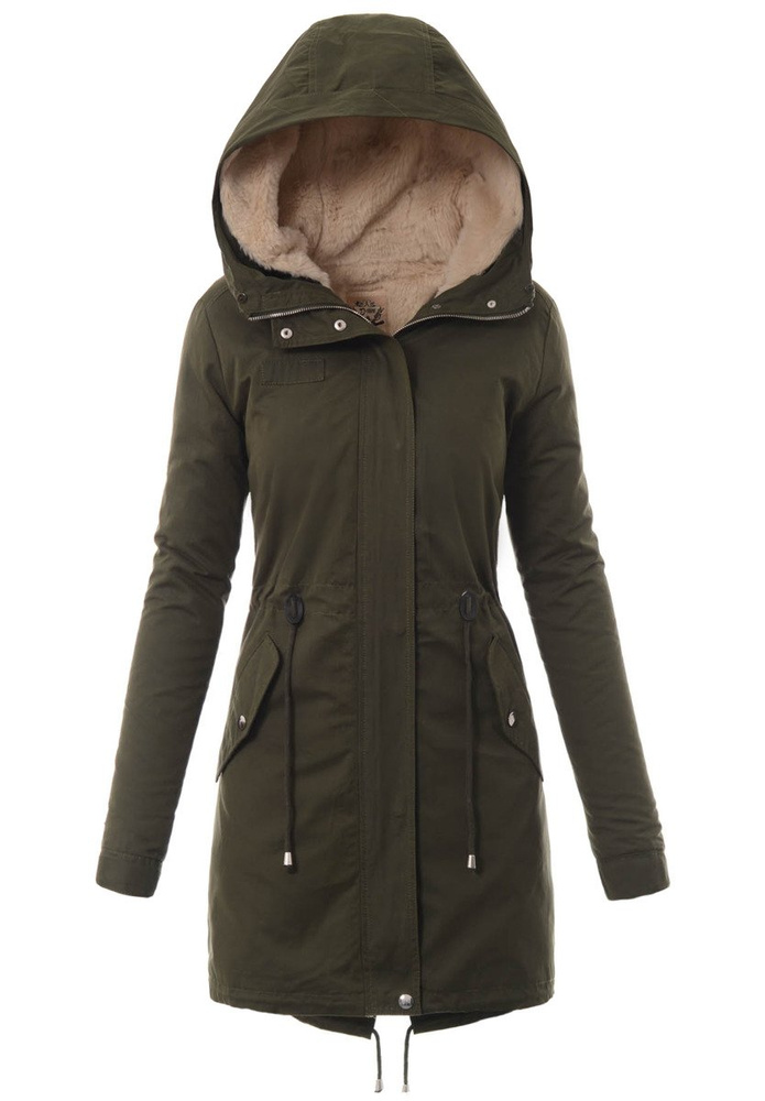 Damska Kurtka Parka Zimowa 2w1 Zielona