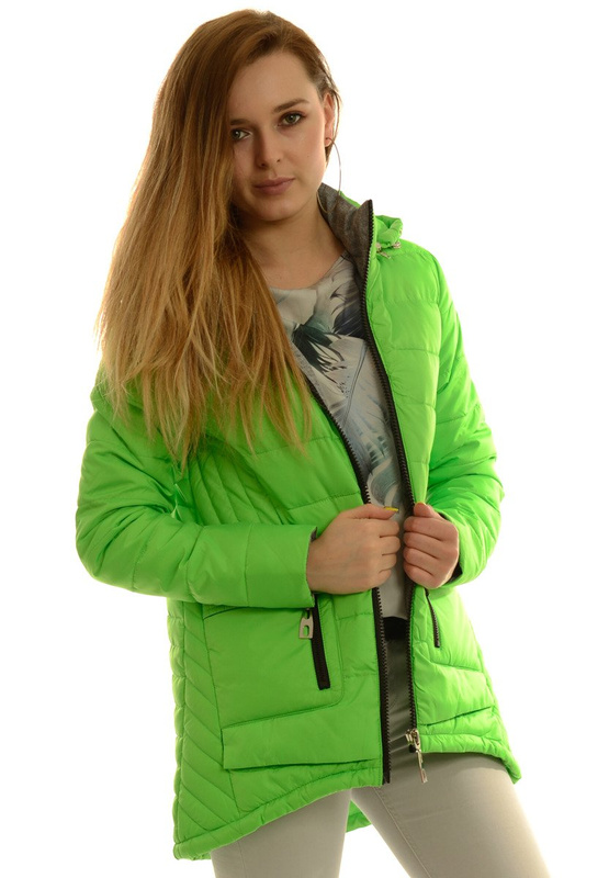 Damska Jesienna Wiosenna Kurtka Zoja Zielona Neonowa
