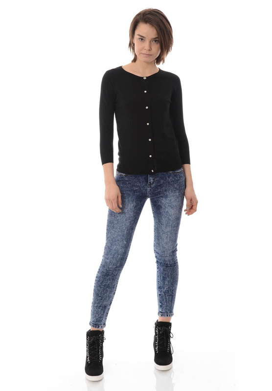 Damska Bluzka Sweterek Zapinany Czarny