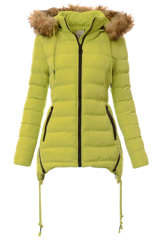 Damska Zimowa Kurtka Ortalionowa Limonkowa