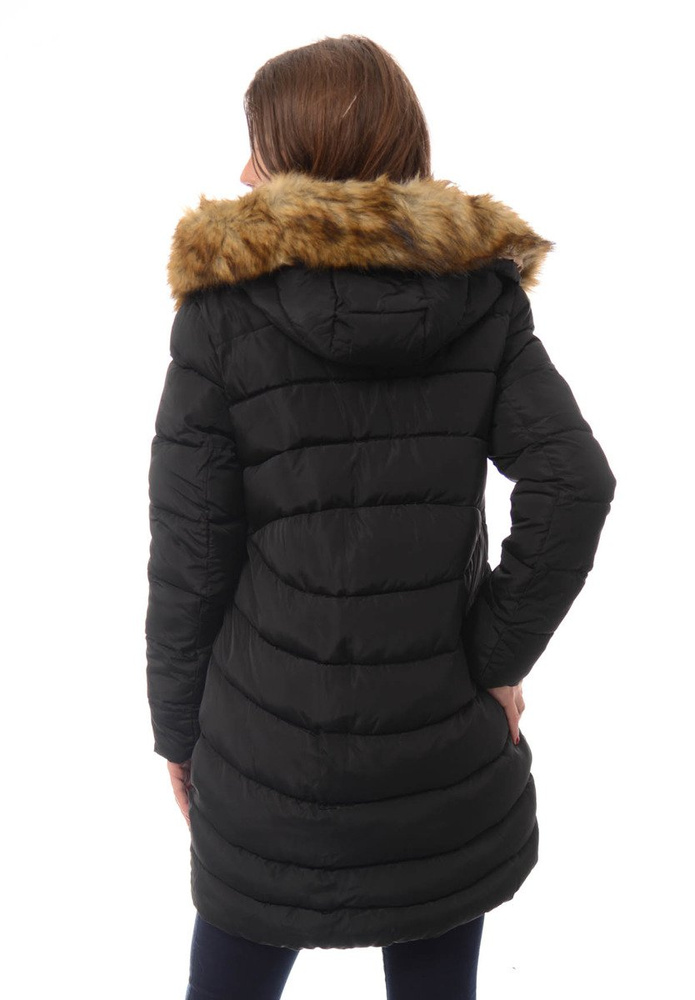 Damska Długa Zimowa Kurtka Ortalionowa Sara Czarna