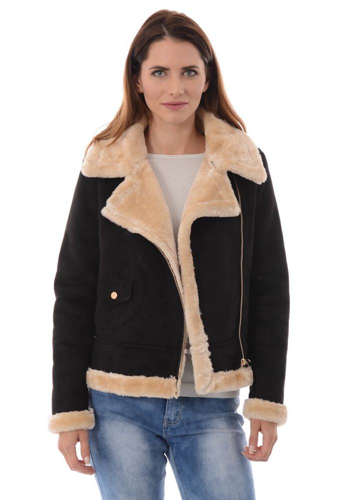 Damska Zimowa Kurtka Kożuszek Aurora Czarna