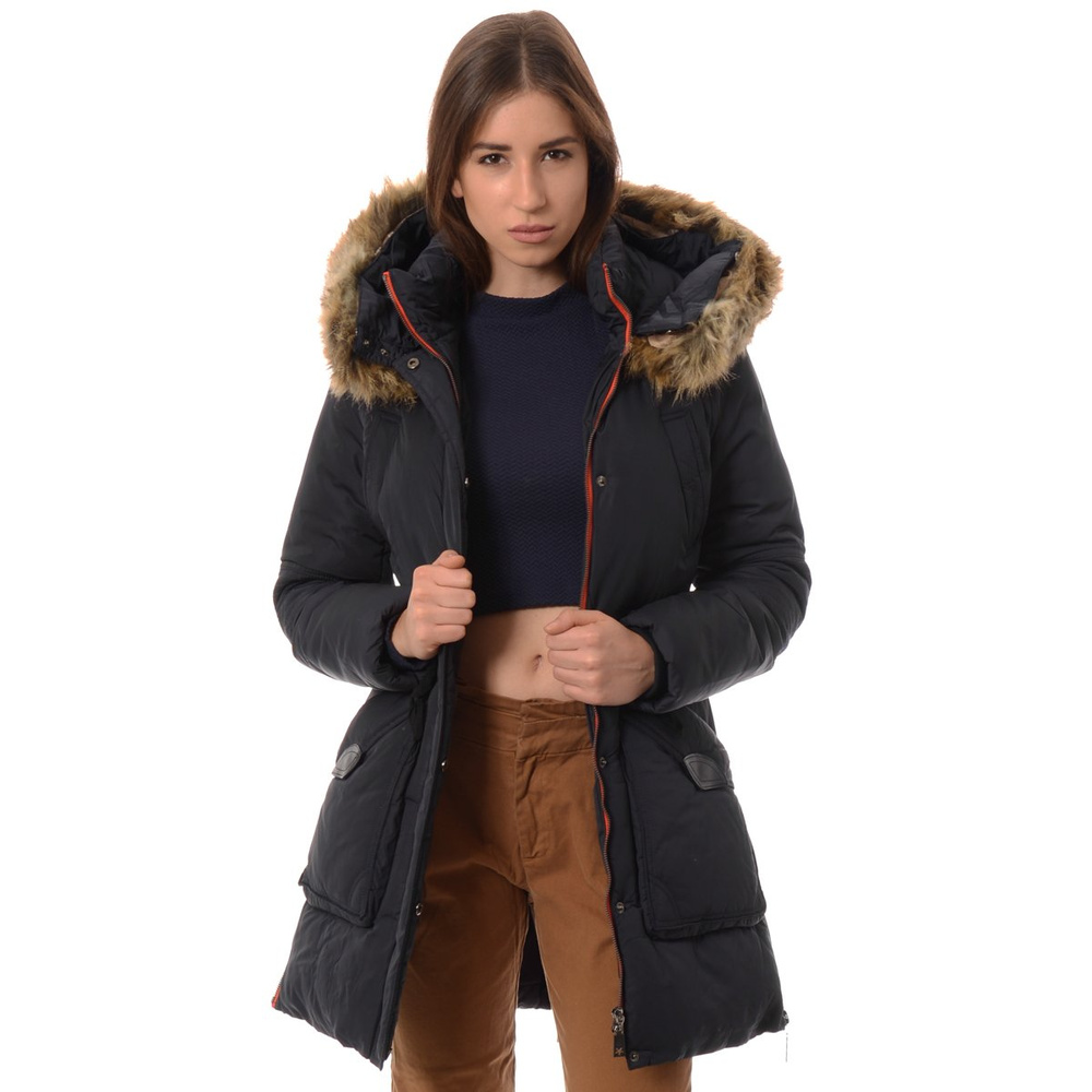 Damska Zimowa Kurtka Płaszczyk Granatowa